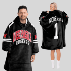 Nebraska Cornhuskers - Football Unisex Blanket Hoodie Custom Name And Number