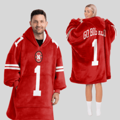 Nebraska Cornhuskers - Football Unisex Blanket Hoodie Custom Name And Number