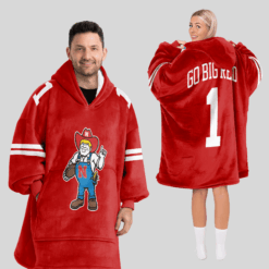 Nebraska Cornhuskers - Football Unisex Blanket Hoodie Custom Name And Number