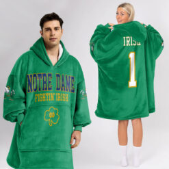 Notre Dame Fighting Irish - Custom Name And Number Football Unisex Blanket Hoodie