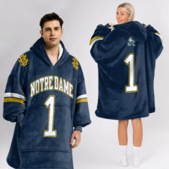 Notre Dame Fighting Irish - Custom Name And Number Unisex Hoodie Blanket