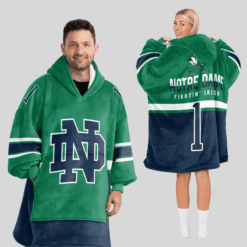 Notre Dame Fighting Irish - New Custom Name And Number Unisex Blanket Hoodie