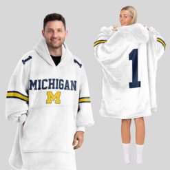 Michigan Wolverines - Football Unisex Blanket Hoodie Custom Name And Number