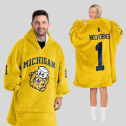 Michigan Wolverines - Football Unisex Blanket Hoodie Custom Name And Number
