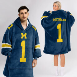 Michigan Wolverines - Football Unisex Blanket Hoodie Custom Name And Number