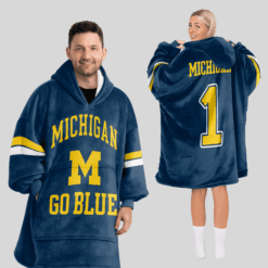 Michigan Wolverines - Football Unisex Blanket Hoodie Custom Name And Number
