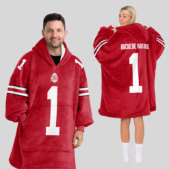 Ohio State Buckeyes - Football Unisex Blanket Hoodie Custom Name And Number