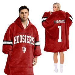 Indiana Hoosiers - Football Unisex Blanket Hoodie Custom Name And Number