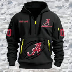 Alabama Crimson Tide - Custom Name and Number Quarter Zip Hoodie
