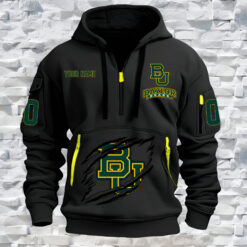 Baylor Bears - Custom Name and Number Quarter Zip Hoodie