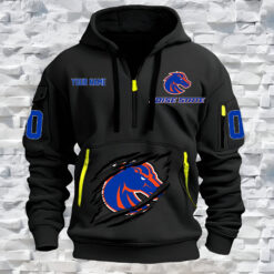 Boise State Broncos - Custom Name and Number Quarter Zip Hoodie