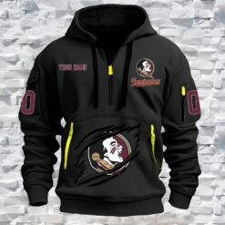 Florida State Seminoles - Custom Name and Number Quarter Zip Hoodie