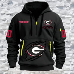 Georgia Bulldogs - Custom Name and Number Quarter Zip Hoodie