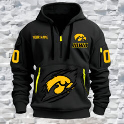 Iowa Hawkeyes - Custom Name and Number Quarter Zip Hoodie