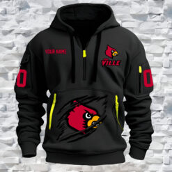 Louisville Cardinals - Custom Name and Number Quarter Zip Hoodie