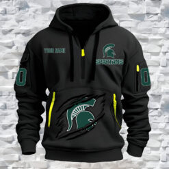 Michigan State Spartans - Custom Name and Number Quarter Zip Hoodie
