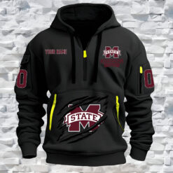 Mississippi State Bulldogs - Custom Name and Number Quarter Zip Hoodie