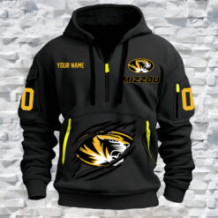 Missouri Tigers - Custom Name and Number Quarter Zip Hoodie