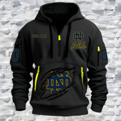 Notre Dame Fighting Irish - Custom Name and Number Quarter Zip Hoodie