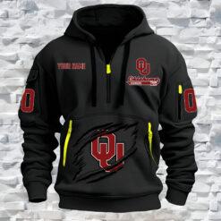 Oklahoma Sooners - Custom Name and Number Quarter Zip Hoodie