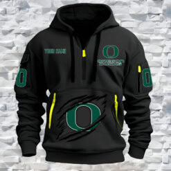 Oregon Ducks - Custom Name and Number Quarter Zip Hoodie
