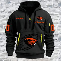 Oregon State Beavers - Custom Name and Number Quarter Zip Hoodie