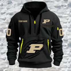 Purdue Boilermakers - Custom Name and Number Quarter Zip Hoodie