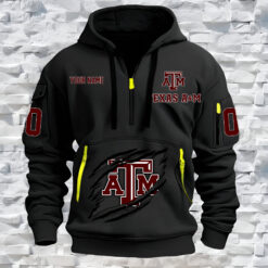 Texas A&M Aggies - Custom Name and Number Quarter Zip Hoodie