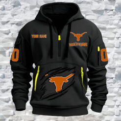Texas Longhorns - Custom Name and Number Quarter Zip Hoodie