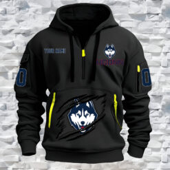 UConn Huskies - Custom Name and Number Quarter Zip Hoodie