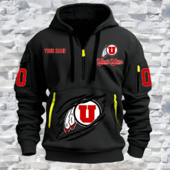 Utah Utes - Custom Name and Number Quarter Zip Hoodie