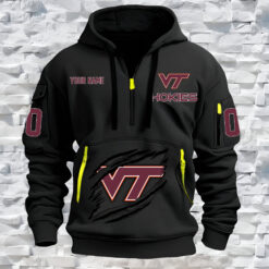 Virginia Tech Hokies - Custom Name and Number Quarter Zip Hoodie