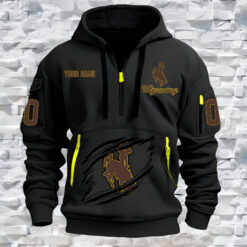Wyoming Cowboys - Custom Name and Number Quarter Zip Hoodie