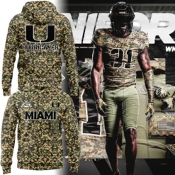 Miami Hurricanes - Special 2025 Miami Camo Uniforms Hoodie