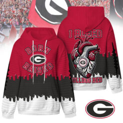 Georgia Bulldogs - Unisex Born and Raised Waffle Hoodie