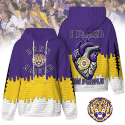 LSU TIGERS - Unisex Born and Raised Waffle Hoodie