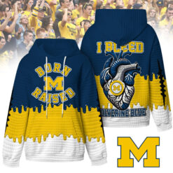 Michigan Wolverines - Unisex Born and Raised Waffle Hoodie