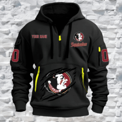 Florida State Seminoles - Quarter Zip Hoodie Custom Name and Number 181225