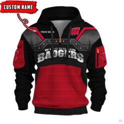 Wisconsin Badgers - 3D Quarter Zip Hoodie For Fans