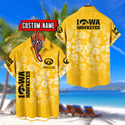 Iowa Hawkeyes | Custom Name Tropical Floral Aloha Shirt for Fans FT18326