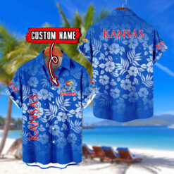 Kansas Jayhawks | Custom Name Tropical Floral Aloha Shirt for Fans FT18326