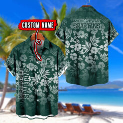 Michigan State Spartans | Custom Name Tropical Floral Aloha Shirt for Fans FT18326