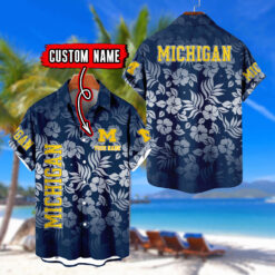Michigan Wolverines | Custom Name Tropical Floral Aloha Shirt for Fans FT18326