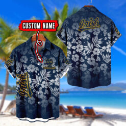 Notre Dame Fighting Irish | Custom Name Tropical Floral Aloha Shirt for Fans FT18326