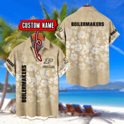 Purdue Boilermakers | Custom Name Tropical Floral Aloha Shirt for Fans FT18326