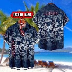 UConn Huskies | Custom Name Tropical Floral Aloha Shirt for Fans FT18326