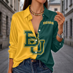 Baylor Bears | Women's Split Color Long Sleeve Button-Up Shirt
