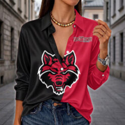 Arkansas State Red Wolves | Women's Split Color Long Sleeve Button-Up Shirt