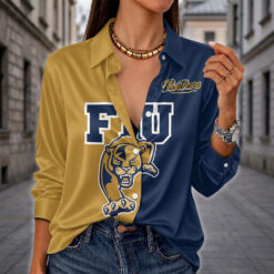 Florida International Panthers | Women's Split Color Long Sleeve Button-Up Shirt