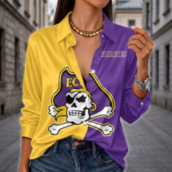 East Carolina Pirates | Women's Split Color Long Sleeve Button-Up Shirt